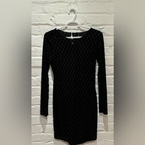 Forever21 Black Velvet Long Sleeve Bodycon Dress Size M